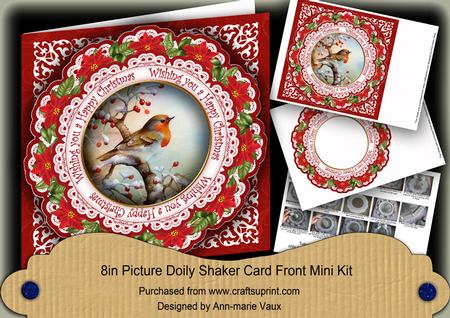 Red Robin Wu Happy Christmas 8in Doily Shaker Cf Mini Kit