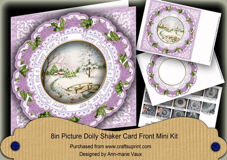 Sscene Lilac Merry Christmashny 8in Doily Shaker Cf Mini Kit