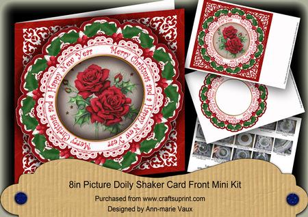 Red Roses Merry Christmas 8in Doily Shaker Cf Mini Kit
