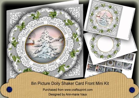 Snow Tree Happy Christmas 8in Doily Shaker Cf Mini Kit