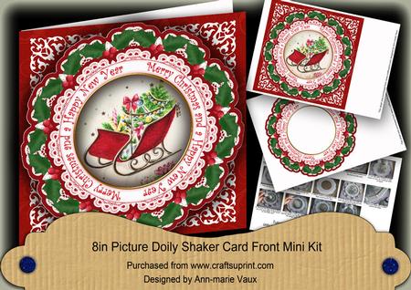Red Sleigh Merry Christmas 8in Doily Shaker Cf Mini Kit