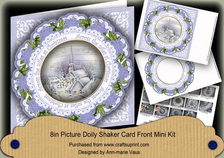 Blue Church Across the Miles 8in Doily Shaker Cf Mini Kit