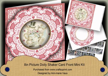 Pink Bunnies Some Bunny to Love 8in Doily Shaker Cf Mini Kit