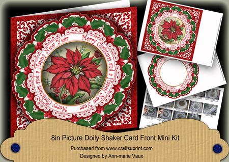 Red Poinsettia Merry Christmas 8in Doily Shaker Cf Mini Kit
