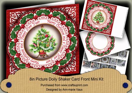 Elegant Tree Merry Christmas 8in Doily Shaker Cf Mini Kit