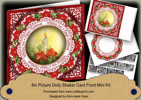 Single Candle Happy Christmas 8in Doily Shaker Cf Mini Kit