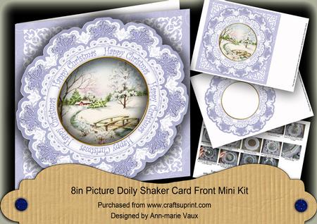 Blue Sscene Happy Christmas 8in Doily Shaker Cf Mini Kit