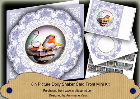 Blue Robin Happy Christmas 8in Doily Shaker Cf Mini Kit