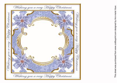 Blue Poinsettia Happy Christmas Lattice 8in Insert Panel