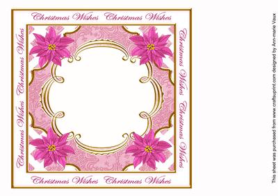 Cerise Poinsettia Christmas Wishes Lattice 8in Insert Panel