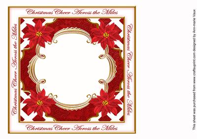 Red Poinsettia Across the Miles Lattice 8in Insert Panel