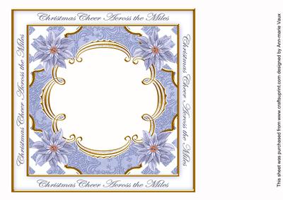 Blue Poinsettia Across the Miles Lattice 8in Insert Panel