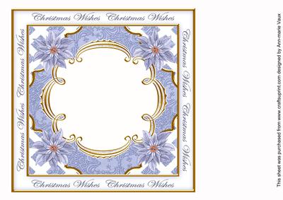 Blue Poinsettia Christmas Wishes Lattice 8in Insert Panel