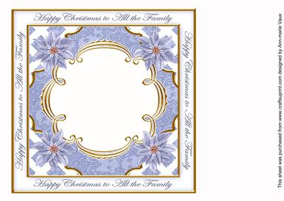 Blue Poinsettia All the Family Lattice 8in Insert Panel