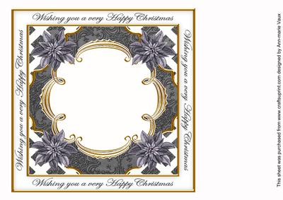 Black Poinsettia Happy Christmas Lattice 8in Insert Panel
