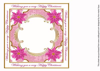 Cerise Poinsettia Happy Christmas Lattice 8in Insert Panel