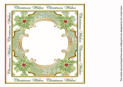 Olive Poinsettia Christmas Wishes Lattice 8in Insert Panel