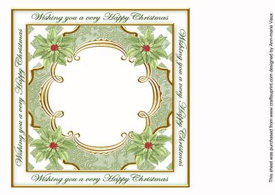 Olive Poinsettia Happy Christmas Lattice 8in Insert Panel