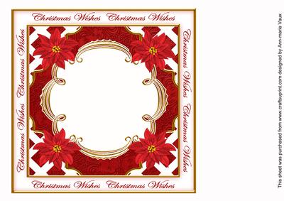 Red Poinsettia Christmas Wishes Lattice 8in Insert Panel