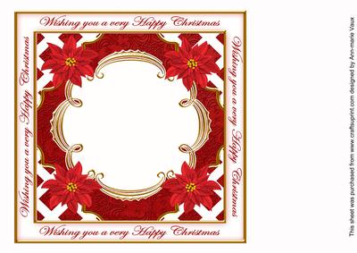 Red Poinsettia Happy Christmas Lattice 8in Insert Panel