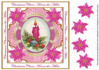Cerise Candle Across the Miles Lattice Corner 8in Topper