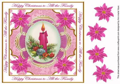 Cerise Candle All the Family Lattice Corner 8in Topper