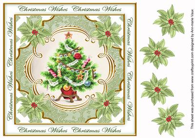 Elegant Tree Christmas Wishes Lattice Corner 8in Topper