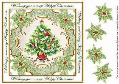 Elegant Tree Happy Christmas Lattice Corner 8in Topper