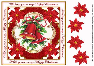Christmas Bells Happy Christmas Lattice Corner 8in Topper