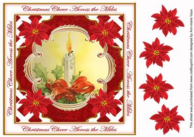 Single Candle Across the Miles Lattice Corner 8in Topper