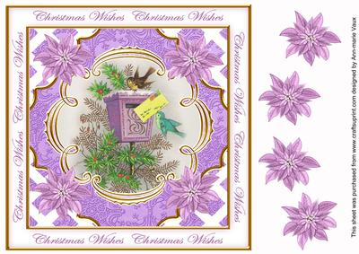 Lilac Postbox Christmas Wishes Lattice Corner 8in Topper