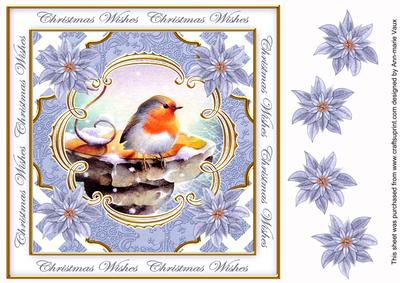 Blue Robin Christmas Wishes Lattice Corner 8in Topper
