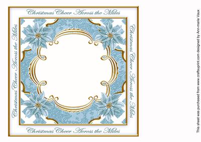 Teal Poinsettia Across the Miles Lattice 8in Insert Panel