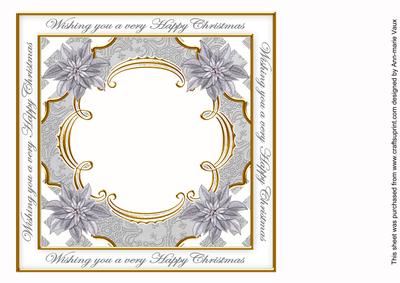Silver Poinsettia Happy Christmas Lattice 8in Insert Panel