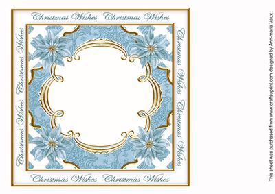 Teal Poinsettia Christmas Wishes Lattice 8in Insert Panel