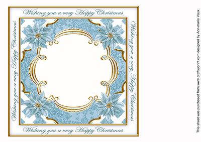 Teal Poinsettia Happy Christmas Lattice 8in Insert Panel
