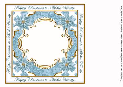 Teal Poinsettia All the Family Lattice 8in Insert Panel