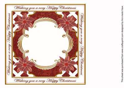 Plum Poinsettia Happy Christmas Lattice 8in Insert Panel