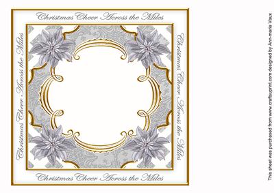 Silver Poinsettia Across the Miles Lattice 8in Insert Panel