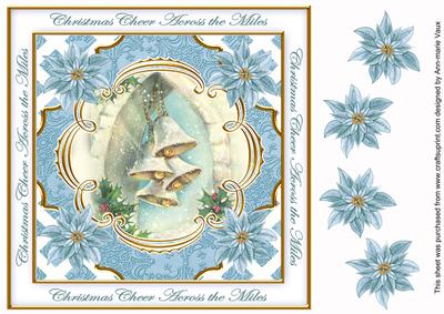 Teal Snowbells Across the Miles Lattice Corner 8in Topper