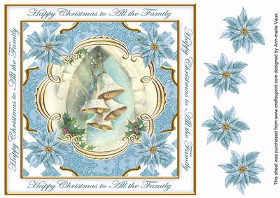 Teal Snowbells All the Family Lattice Corner 8in Topper