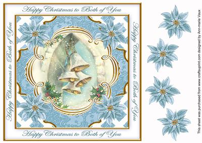 Teal Snowbells Both of You Lattice Corner 8in Topper