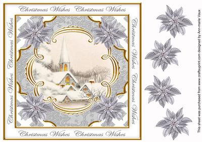 Ice Church Sil Christmas Wishes Lattice Corner 8in Topper
