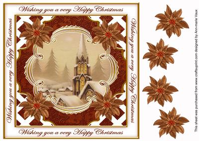 Snow Steeple Happy Christmas Lattice Corner 8in Topper
