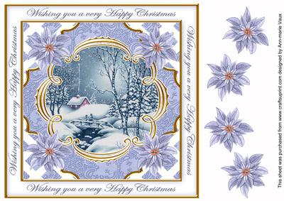Blue Walk Happy Christmas Lattice Corner 8in Topper