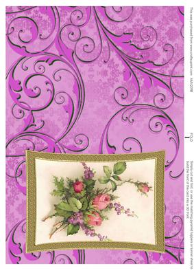 Rose Bouquet Curved Gold Frame Card