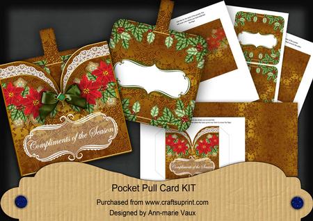 Gold Red Poinsettia Comps of Season Pocket Pull Card Kit