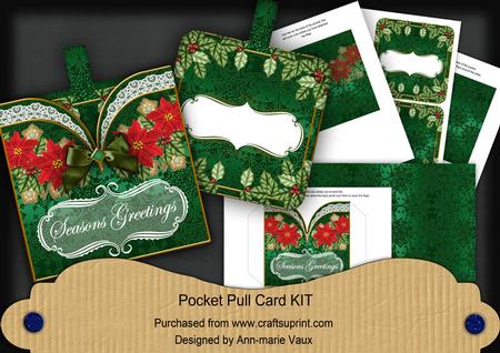 Green Red Poin Seasons Greetings Pocket Pull Card Kit