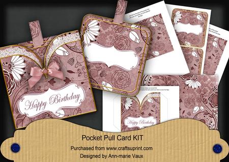 Retro Pink Happy Birthday Pocket Pull Card Kit