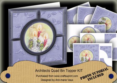Candle Trio Blue Architects Quad 8in Cf Kit